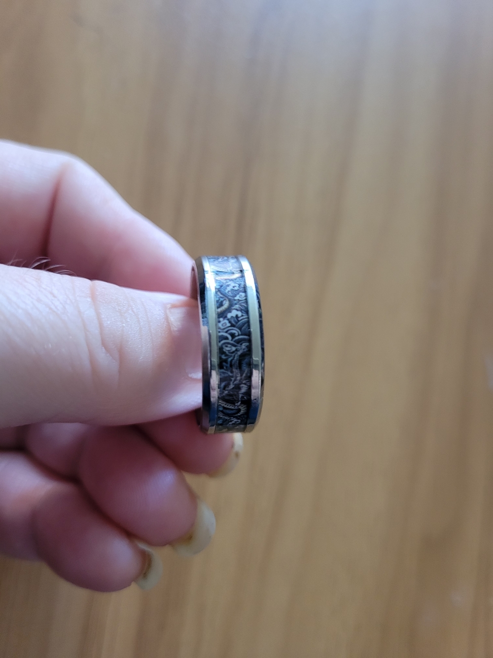 👻BUY 1 GET 1 FREE👻Men's Black Patterned Stainless Steel Ring Size 11